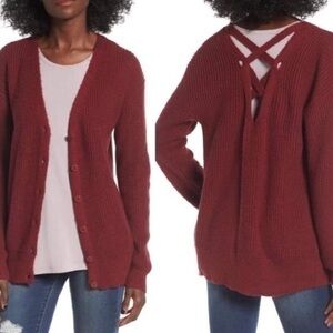 NWT BP shaker knit cardigan sweater with laced back detail M